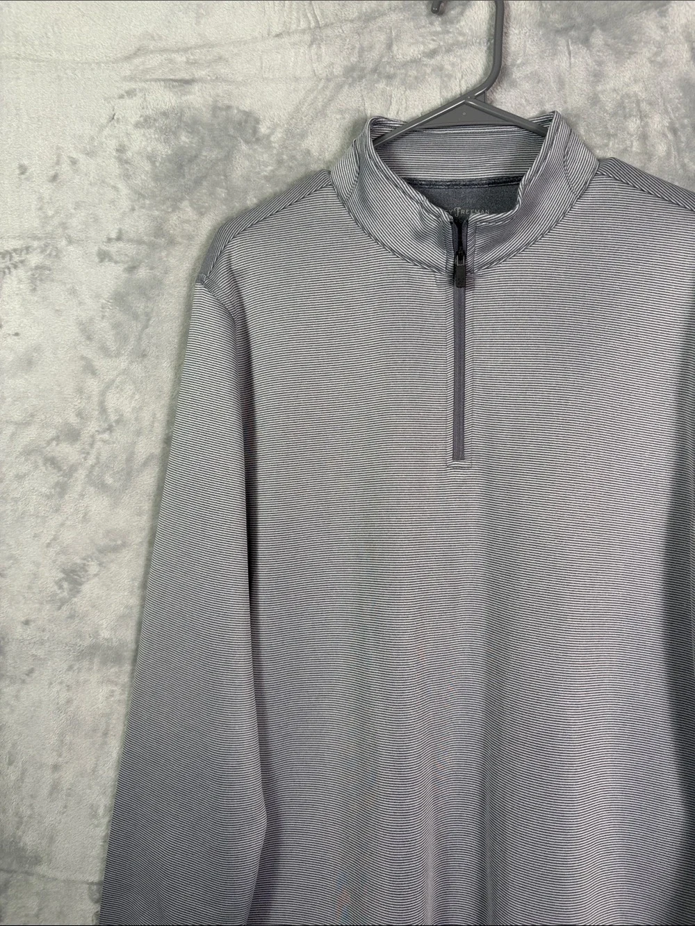 Hickey Freeman Blue White Striped 1/4 Zip Pullover Size Medium